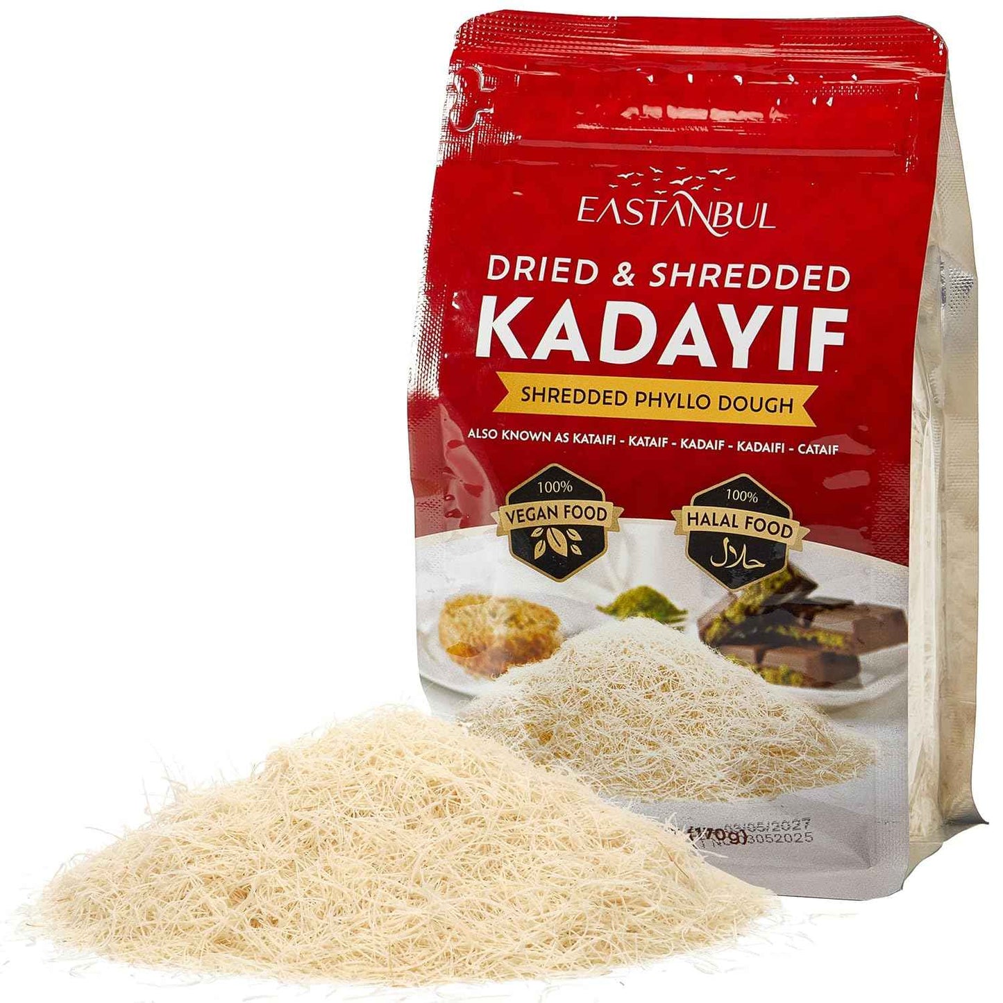 Eastanbul Dried Kadayif Pastry – Pure Two-Ingredient Wellness Baking Staple, Wheat Flour and Water Only Shredded Phyllo for Clean Dessert Making, 6oz
