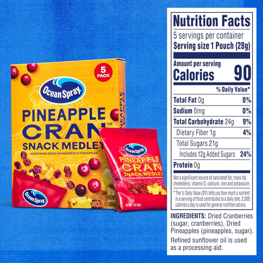 dried cranberry and pineapple (or mango) fruit medley with sweet-tangy profile