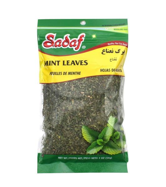 Sadaf Dried Mint Leaves Cut and Sifted – Fragrant Herbal Tea for Meditation Space and Yoga Room, 2 Oz