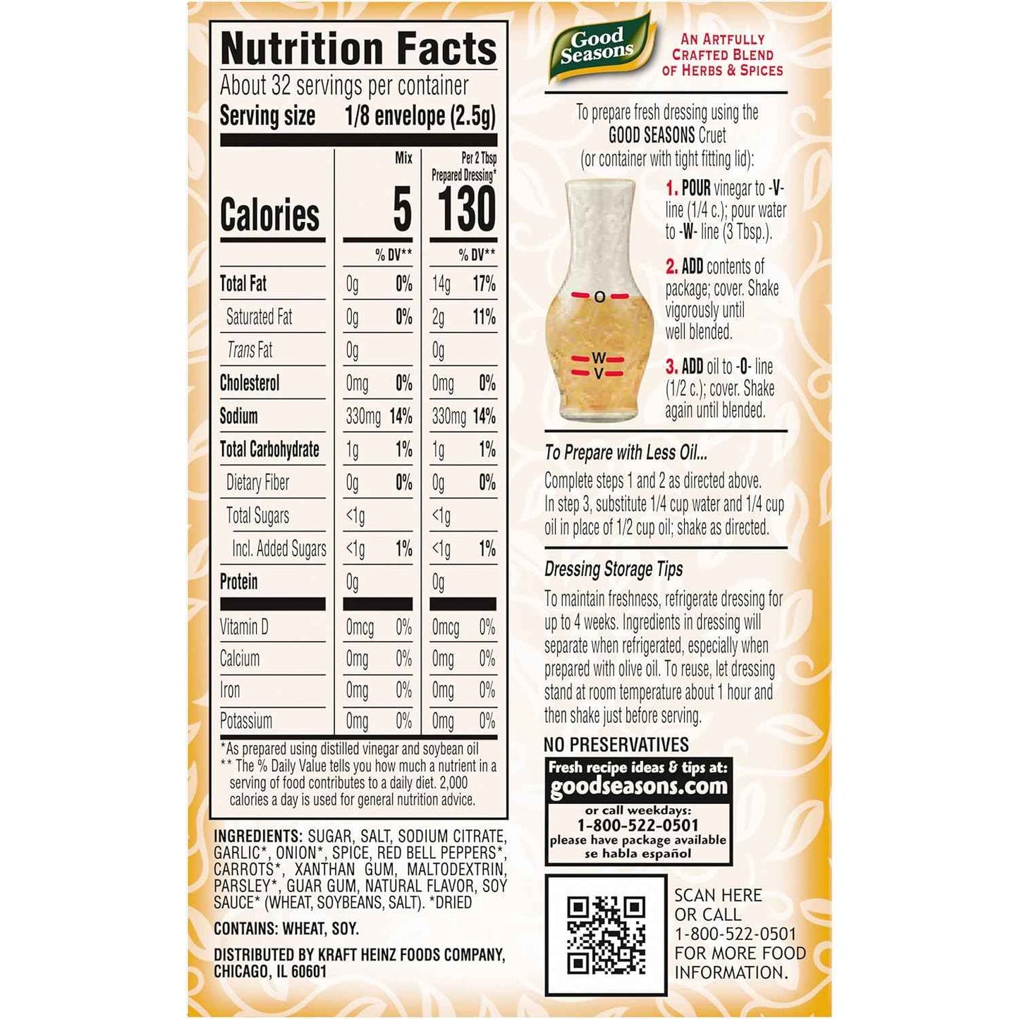 Good Seasons Italian Recipe Seasoning Mix – Calorie-Conscious Pantry Staple for Meal Prep and Wellness Routines, 4 ct