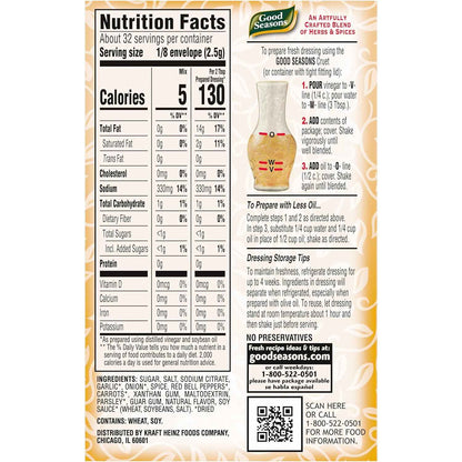 Good Seasons Italian Recipe Seasoning Mix – Calorie-Conscious Pantry Staple for Meal Prep and Wellness Routines, 4 ct