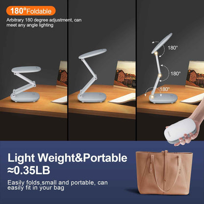 Glowave FoldPro Slim Lamp – Nightstand Reading Light, Neutral White in a Folding Two-Bracket Design