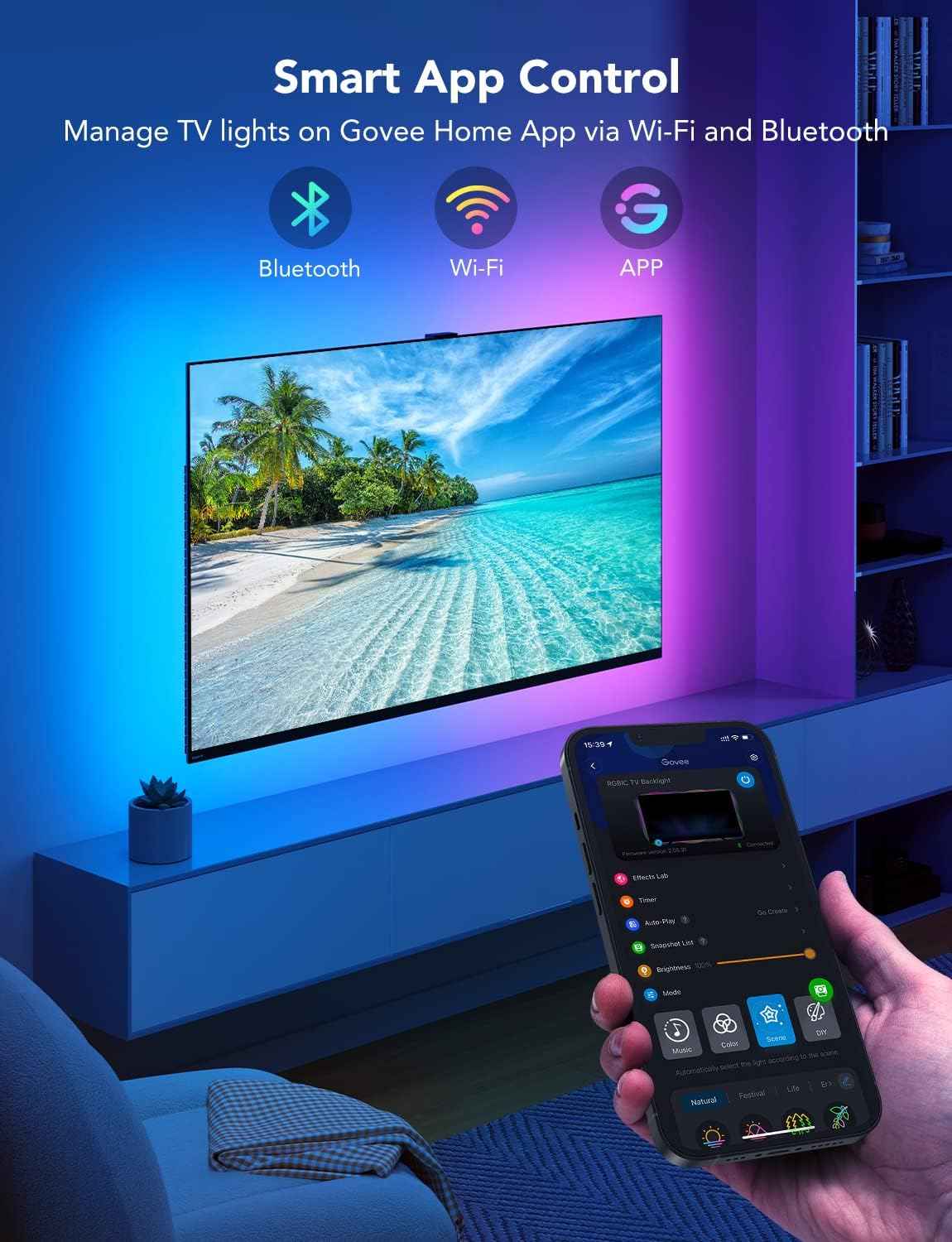 Govee TV LED Backlight – Eye-Strain-Reducing Bias Lighting for Relaxing Movie Nights on 55-65 Inch TVs