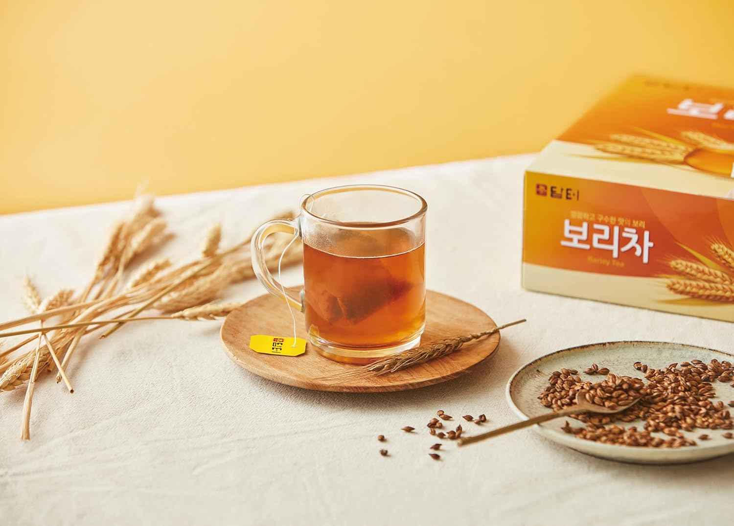 Damtuh Boricha Roasted Barley Tea – Calming Bedtime Beverage for Mindful Evenings, 50 Bag Caffeine-Free Pantry Box