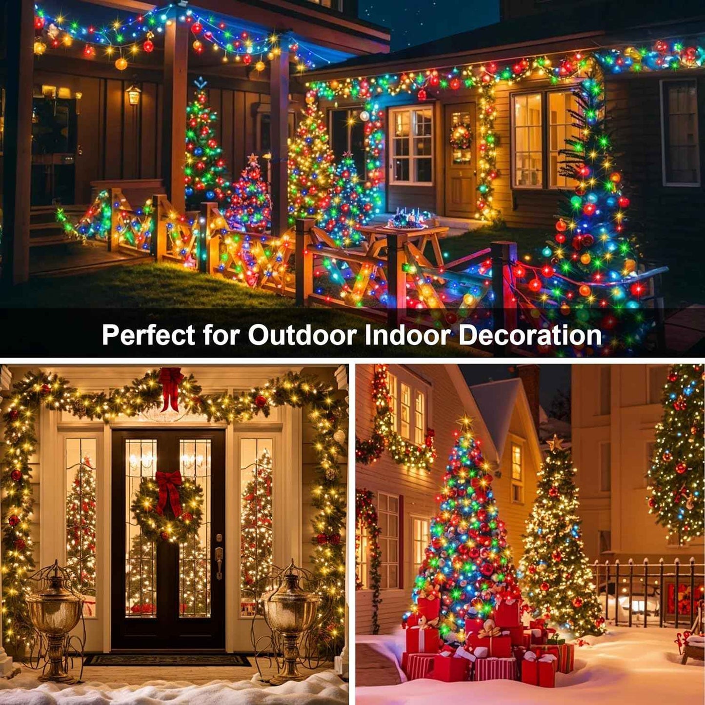 Brightever 100 LED Twinkle Lights Warm White & Multicolor Battery Strand for Bedroom Aesthetic & Holiday Tree Styling