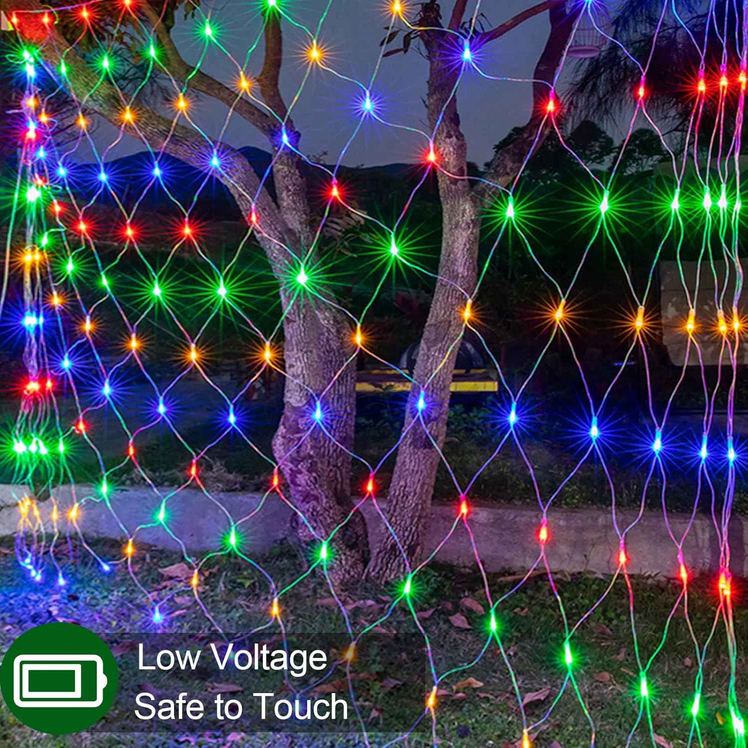 Brightown Battery Operated Bush Net Lights 100 LED 5ft x 5ft – Waterproof Outdoor Garden and Backdrop Lighting with Remote Timer