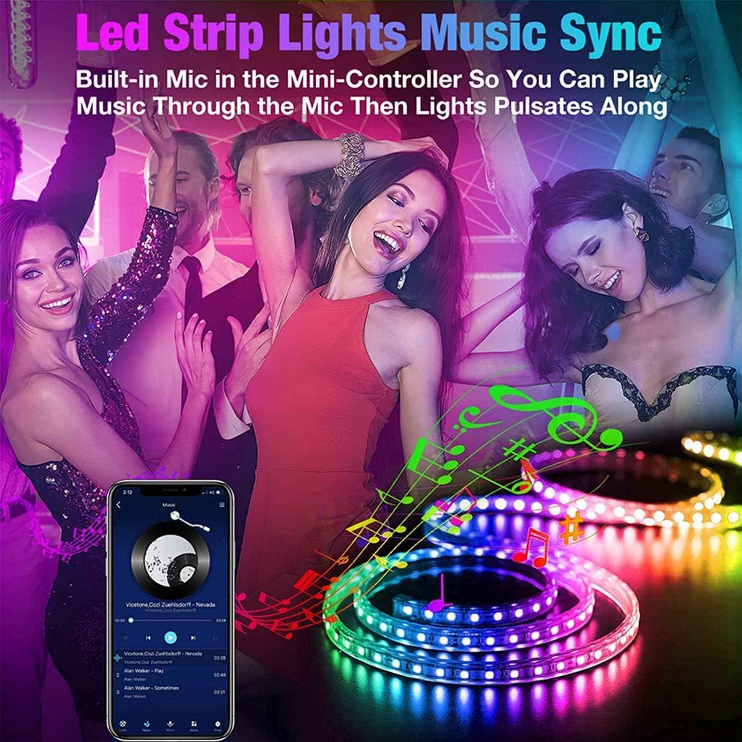 Lumistrip Smart LED Strip Lights – Bedroom Aesthetic RGB Mood Lighting with Music Sync and App Control