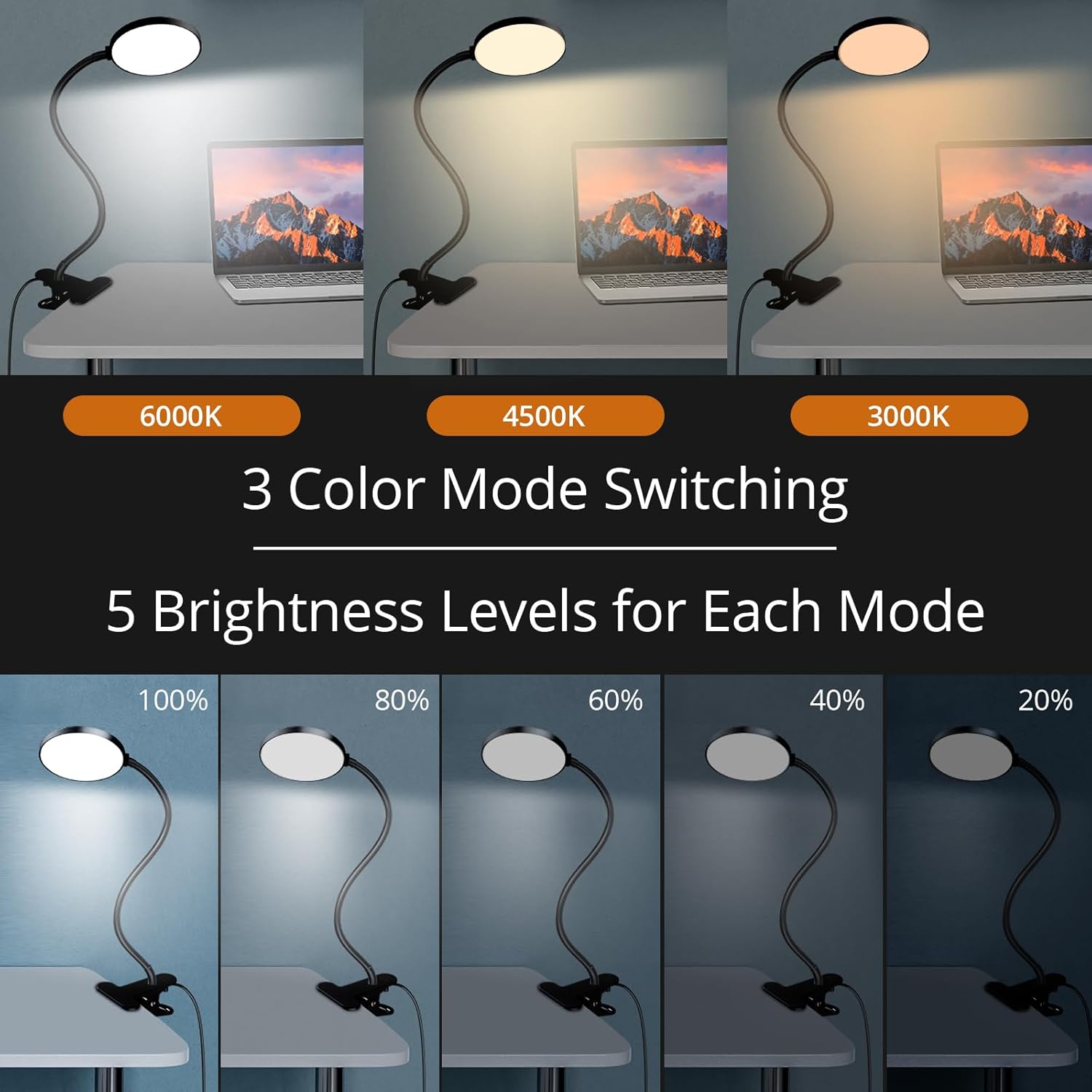 dual control: in-cord dimmer plus 5-meter remote with nightlight mode