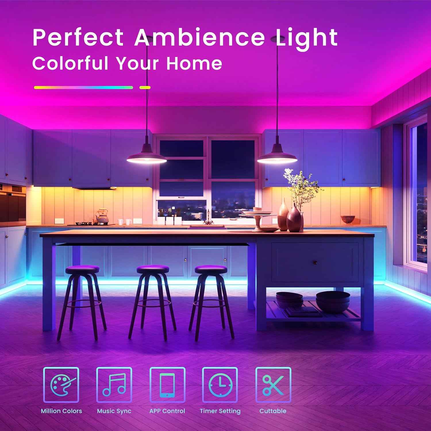 TJOY LED Lights for Study Room and Computer Desk – 24V Low Glare RGB Strip with App Scheduling