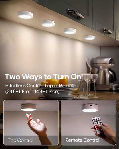 Wireless Puck Lights — Clutter-Free Under Cabinet Lighting with Magnetic Mount and Type-C Recharge