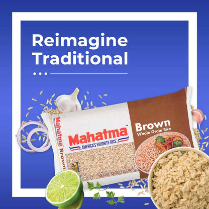 Mahatma Brown Rice 2 lb Bag for Mindful Meal Prep, Whole-Grain Pantry Staple for Nutritious Home Cooking