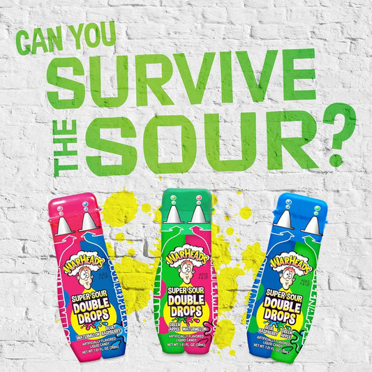 WARHEADS Super Sour Double Drops Liquid Sour Candy – Birthday Gift for Teens Who Love Extreme Sour Challenges, Assorted 3 Pack