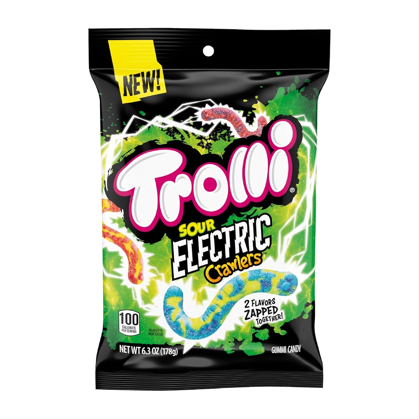 dual-flavor sour gummy worm format (watermelon-strawberry, blueberry-lemonade, mango-dragon fruit)