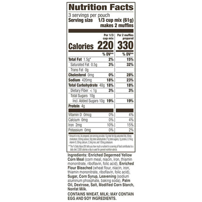 Betty Crocker Cornbread and Muffin Baking Mix, 6.5 oz (Pack of 9) – Portable Bulk Mix for Camping and Cabin Trips