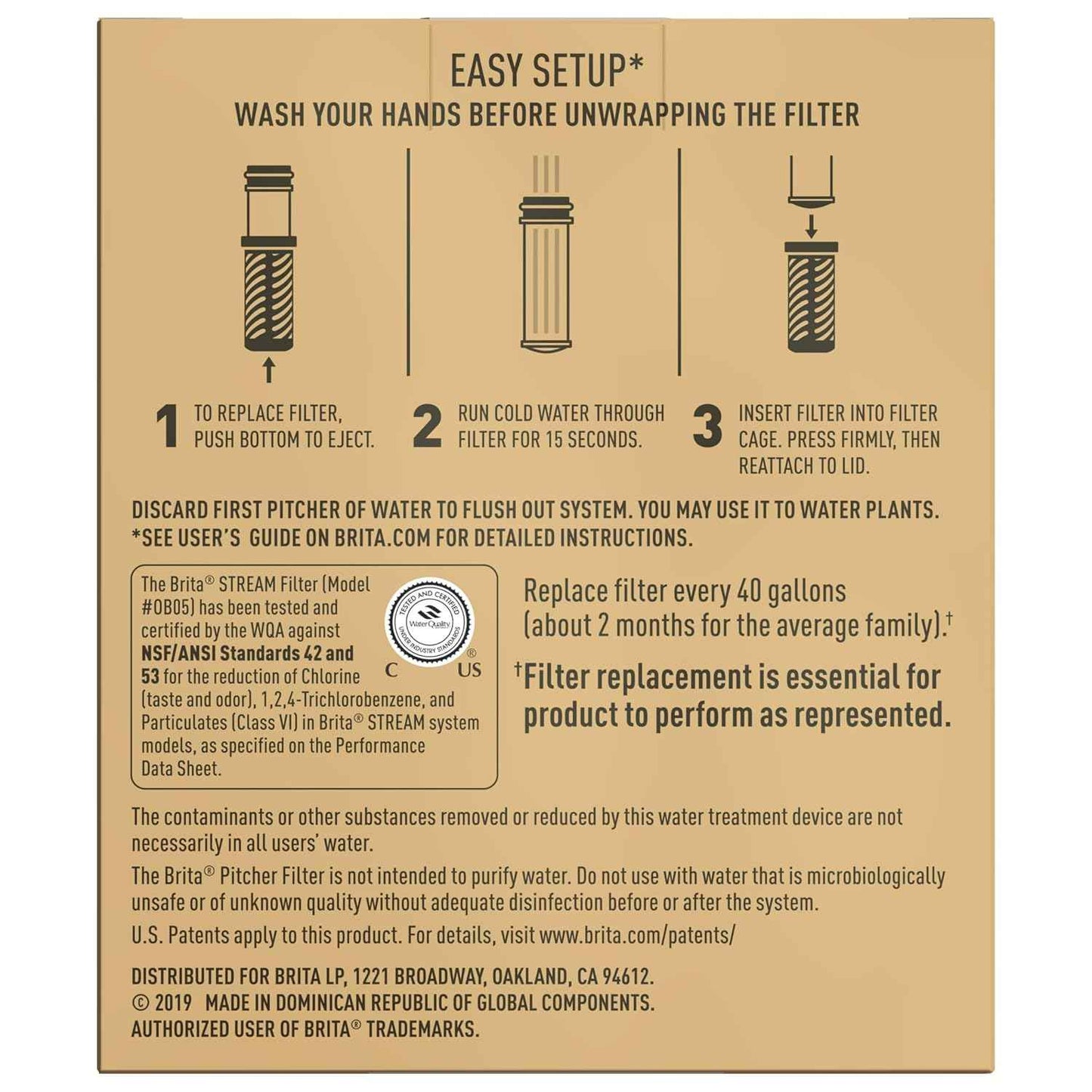 Brita Stream Pitcher Water Filter for Clutter-Free Countertops, Clean Design Filtered Water in One Simple Pour