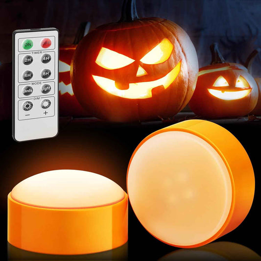 Luditek LED Pumpkin Lights – Cozy Fall Living Room Accent, Flameless Candle Glow with Remote