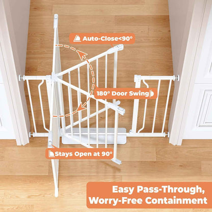 ParentGift No Drill Baby Gate 29-40 Inch Auto-Close, Practical Housewarming and Baby Shower Gift for New Parents, Pressure Mounted Pet Gate