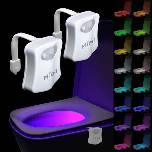 Toilet Light Motion Sensor 16 Colors (2 Pack) – Colorful Ambient Bathroom Decor for Master and Guest Bath, Modern Glow Accent