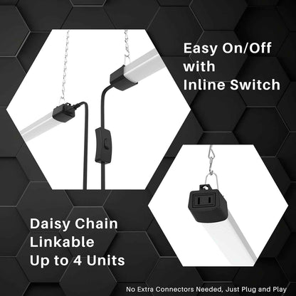 Quarterback 4FT LED Shop Light 40W FCC Certified Driver for Garage and Utility Room Task Lighting