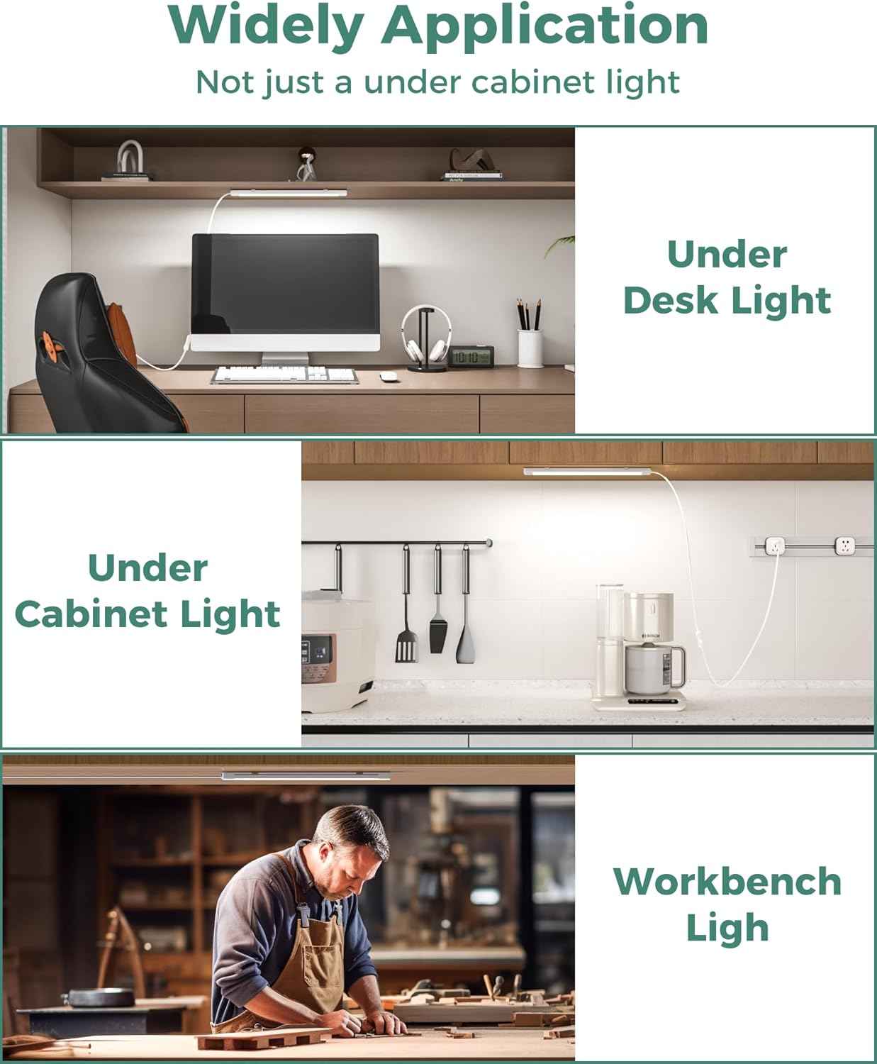 ASOKO 16 Inch Under Cabinet Light – Clean White LED Bar for Uncluttered Counters and Intentional Small Spaces