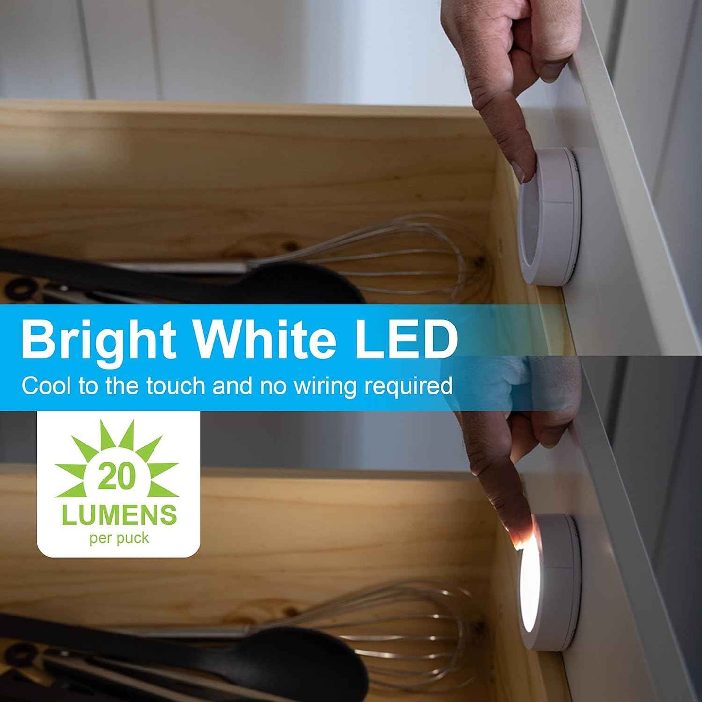GE Battery Puck Light – Flameless LED Night Light for Stairways and Bathrooms, Toddler Safe