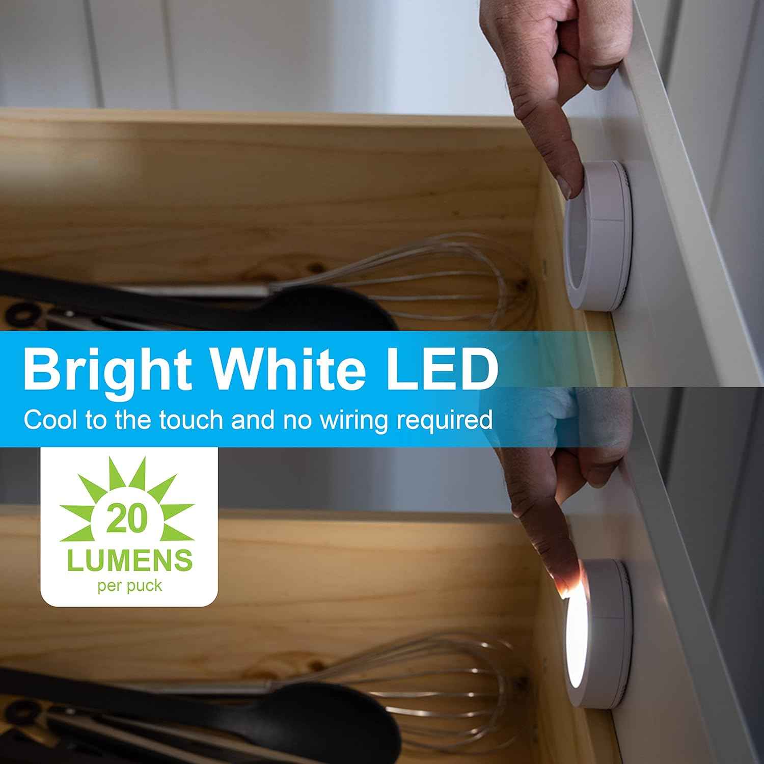 GE Battery Puck Light – Flameless LED Night Light for Stairways and Bathrooms, Toddler Safe