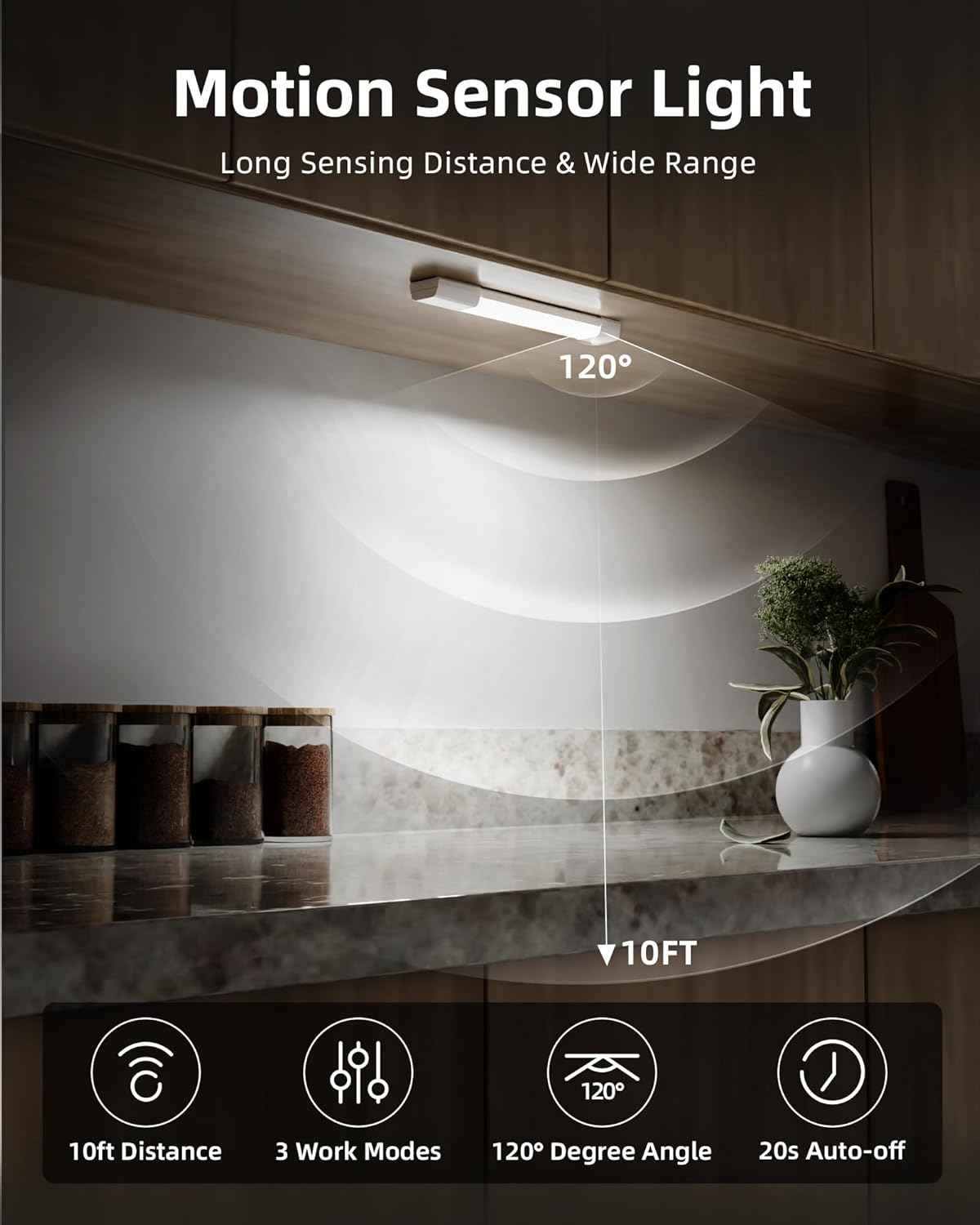 EZVALO Dimmable Closet Light – Three Color Temperature LED Bar for Designer Pantries, Wardrobes, and Styled Kitchen Counters
