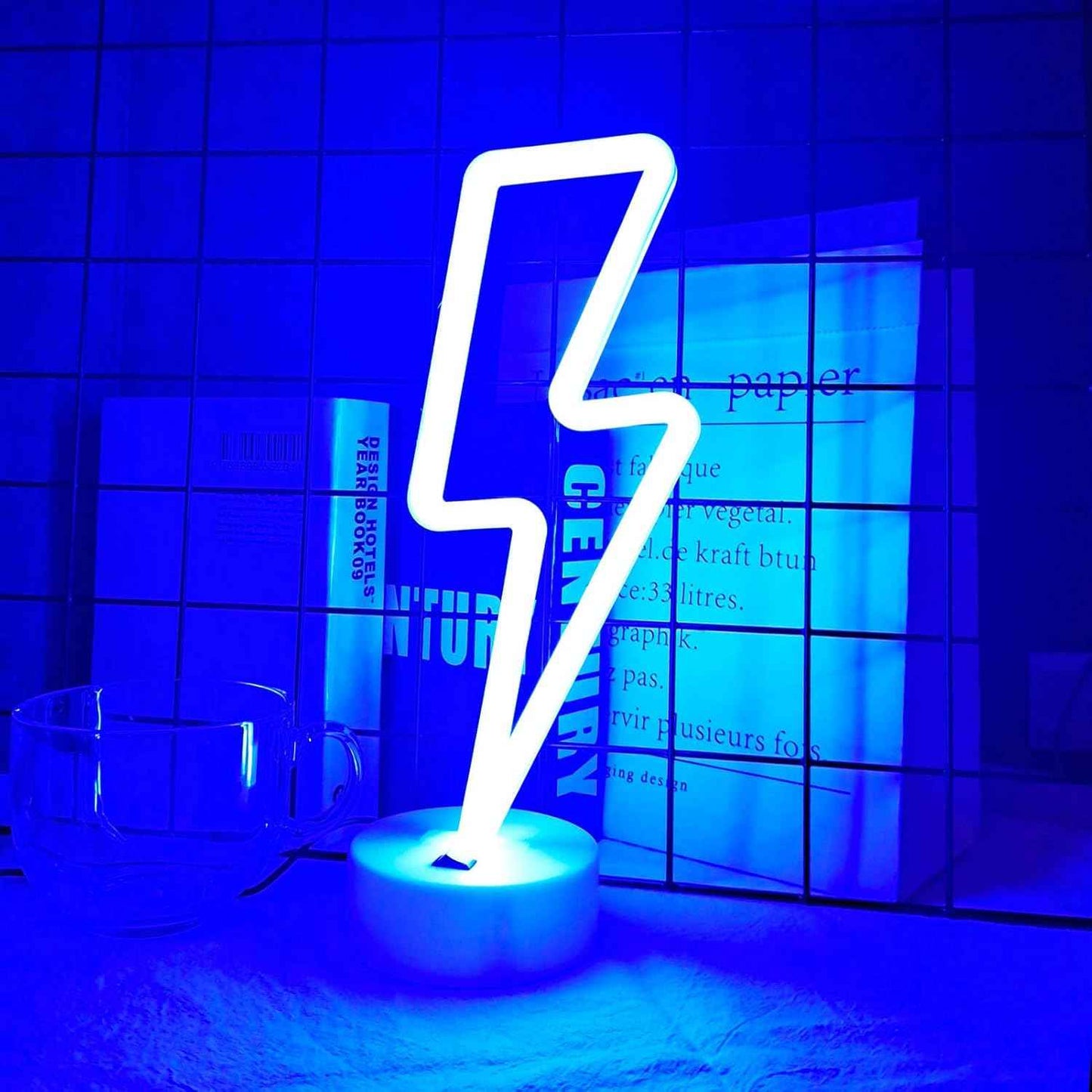 Lightning Bolt Neon Sign - Safe LED Night Light for Kids Bedroom, Cool to Touch Battery Powered Lightning Decor