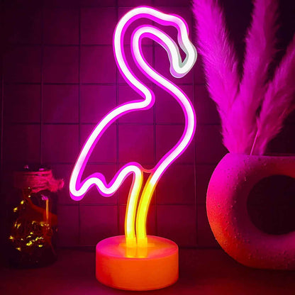 Pink Flamingo LED Neon Sign – Tropical Accent Light for Bedroom Aesthetic and Dressing Table Styling