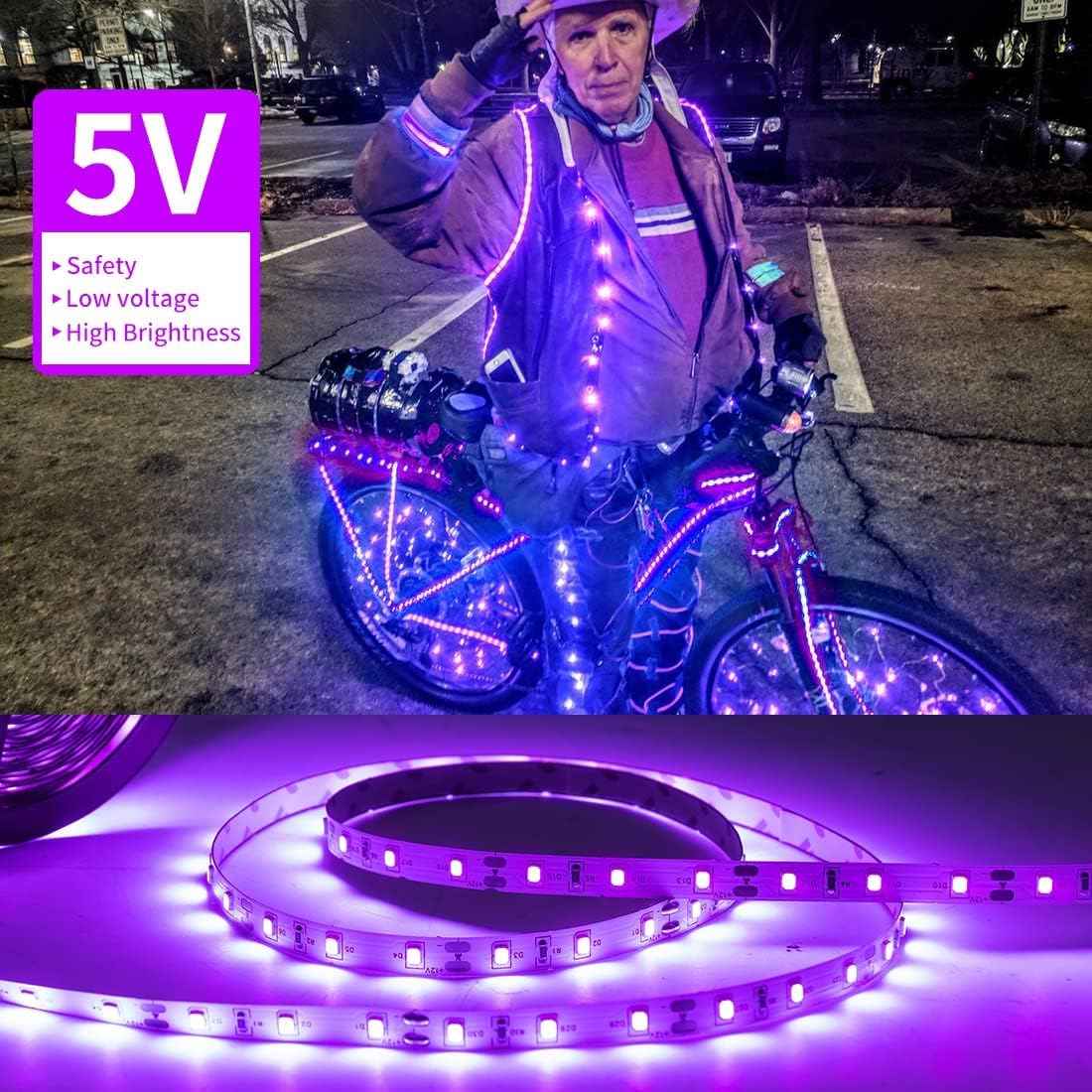 Lumify Home Safe Black Light Strip for Playroom, 5V Low Voltage UV LED for Kids' Birthday