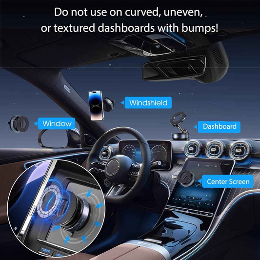 Vacuum Magnetic Suction Phone Holder – Pocket-Sized Magnetic Phone Mount for Travel and Road Trips, Black