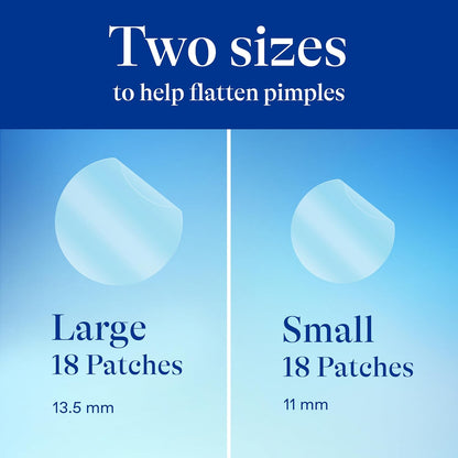 dual sizing per box: 18 small and 18 large patches for different blemish sizes