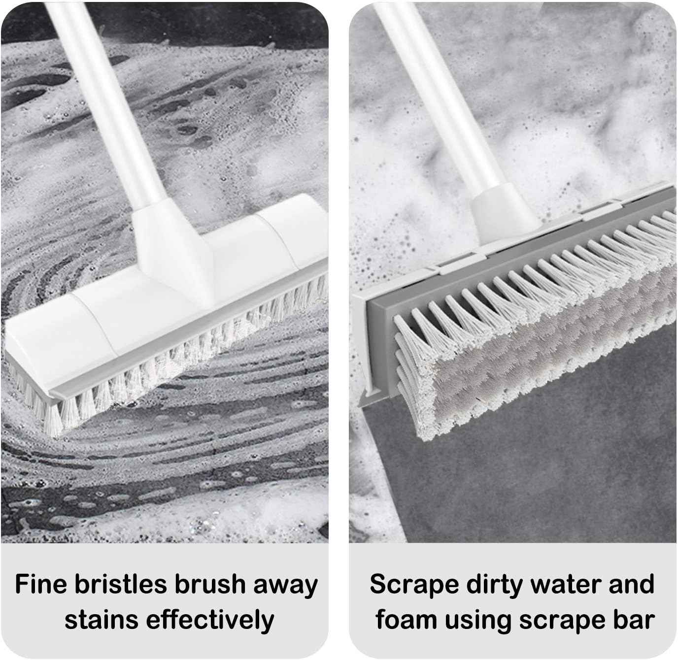 BOOMJOY 2-in-1 Floor Scrub Brush – Single Tool Replaces Multiple Cleaners for an Uncluttered Storage Closet