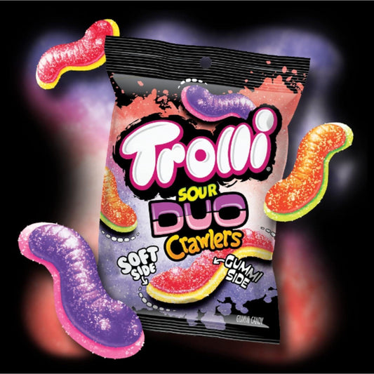 dual-texture construction: chewy classic gummy on one side, soft squishy texture on the other