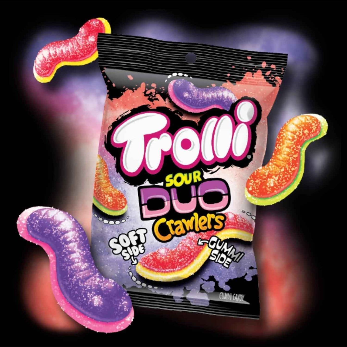 Trolli Sour Brite Duo Crawlers Candy – Heat-Safe Travel Snack for Road Trips, Camping, and Amusement Park Days