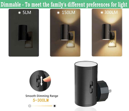 GEPLAD Round LED Night Light – Matte Minimalist Plug-In Fixture for Clutter-Free Walls