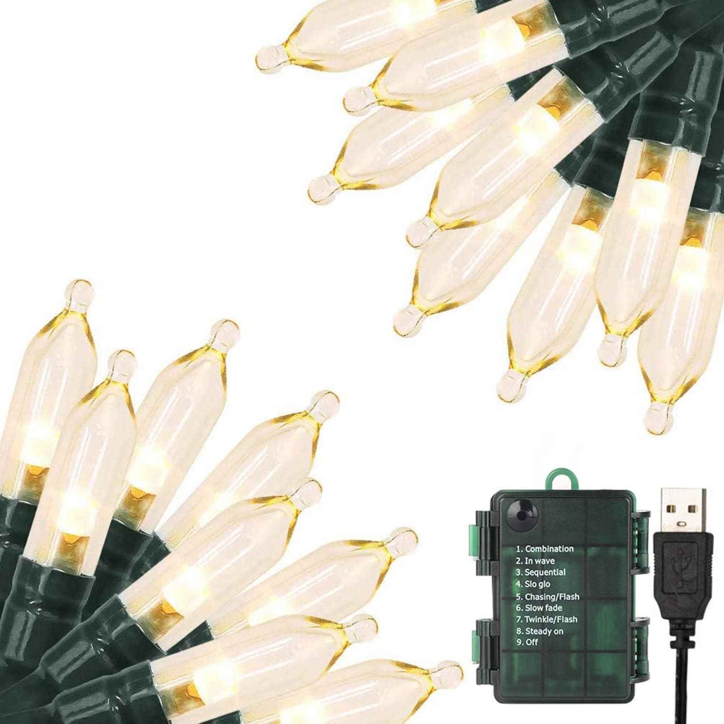 String Lights Warm White LED with 8 Modes and Auto Timer, Charming Housewarming Gift and Holiday Present for Women, Waterproof USB or Battery Powered