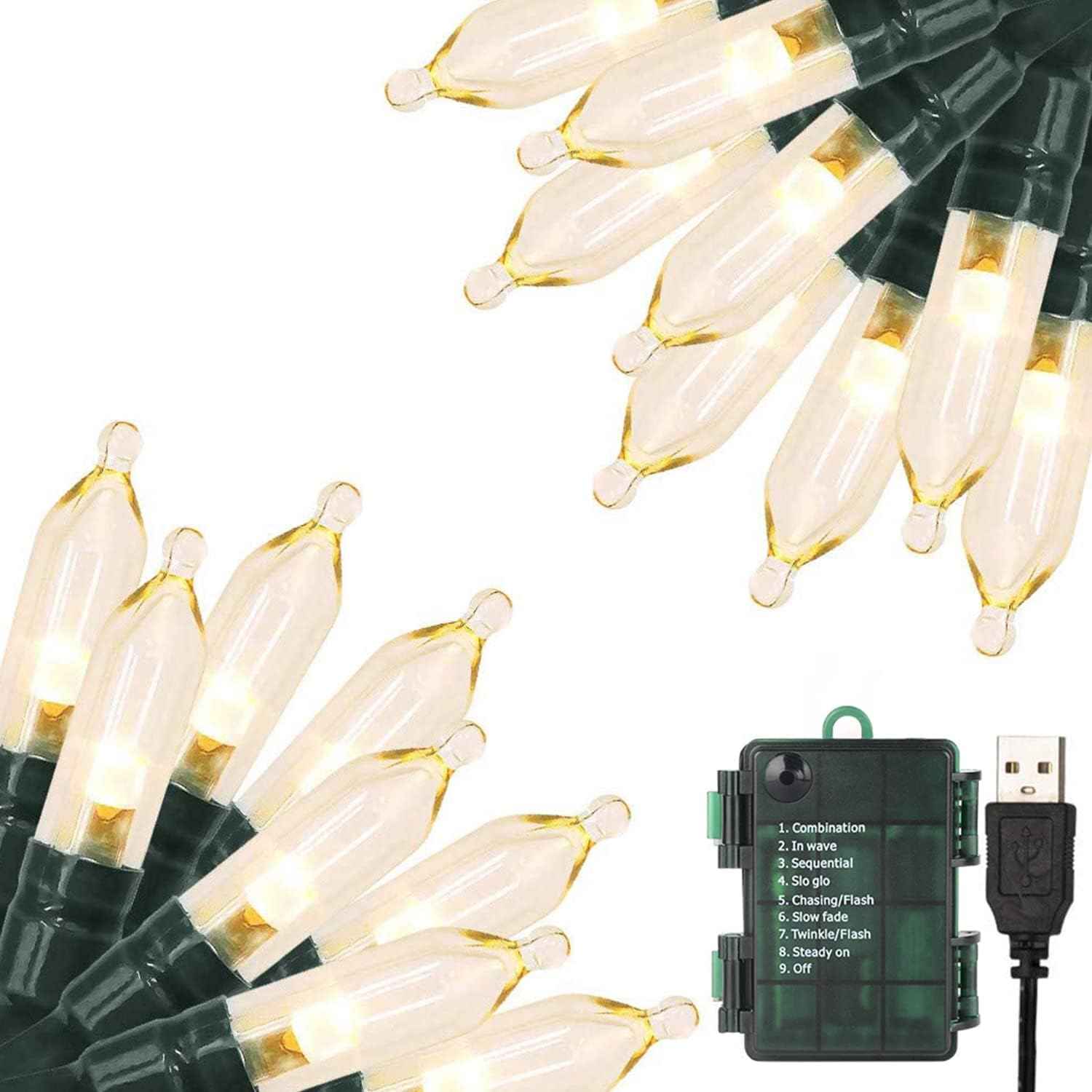 String Lights Warm White LED with 8 Modes and Auto Timer, Charming Housewarming Gift and Holiday Present for Women, Waterproof USB or Battery Powered