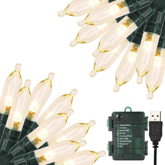 String Lights Warm White LED with 8 Modes and Auto Timer, Charming Housewarming Gift and Holiday Present for Women, Waterproof USB or Battery Powered