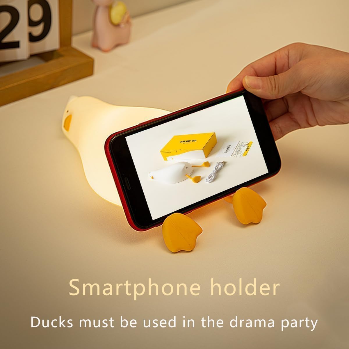 Duck Night Light – Holiday Gift for Women and Mom, Cute Squishy Lamp for Bedroom and Dorm