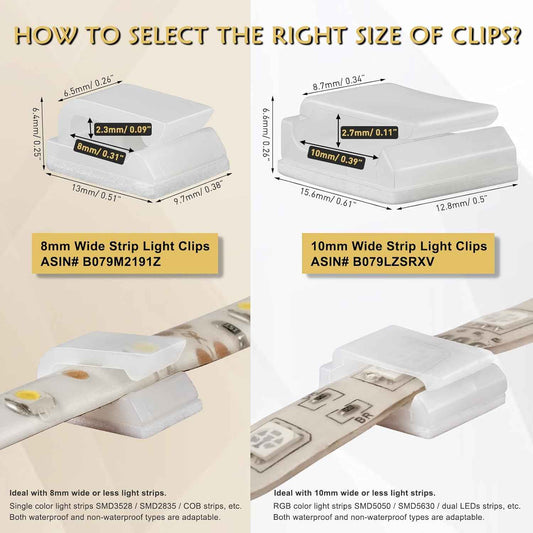 GooChan LED Strip Clips – Secure Adhesive Mounting to Prevent Falling Strips in Homes with Kids and Pets, 100 Pack