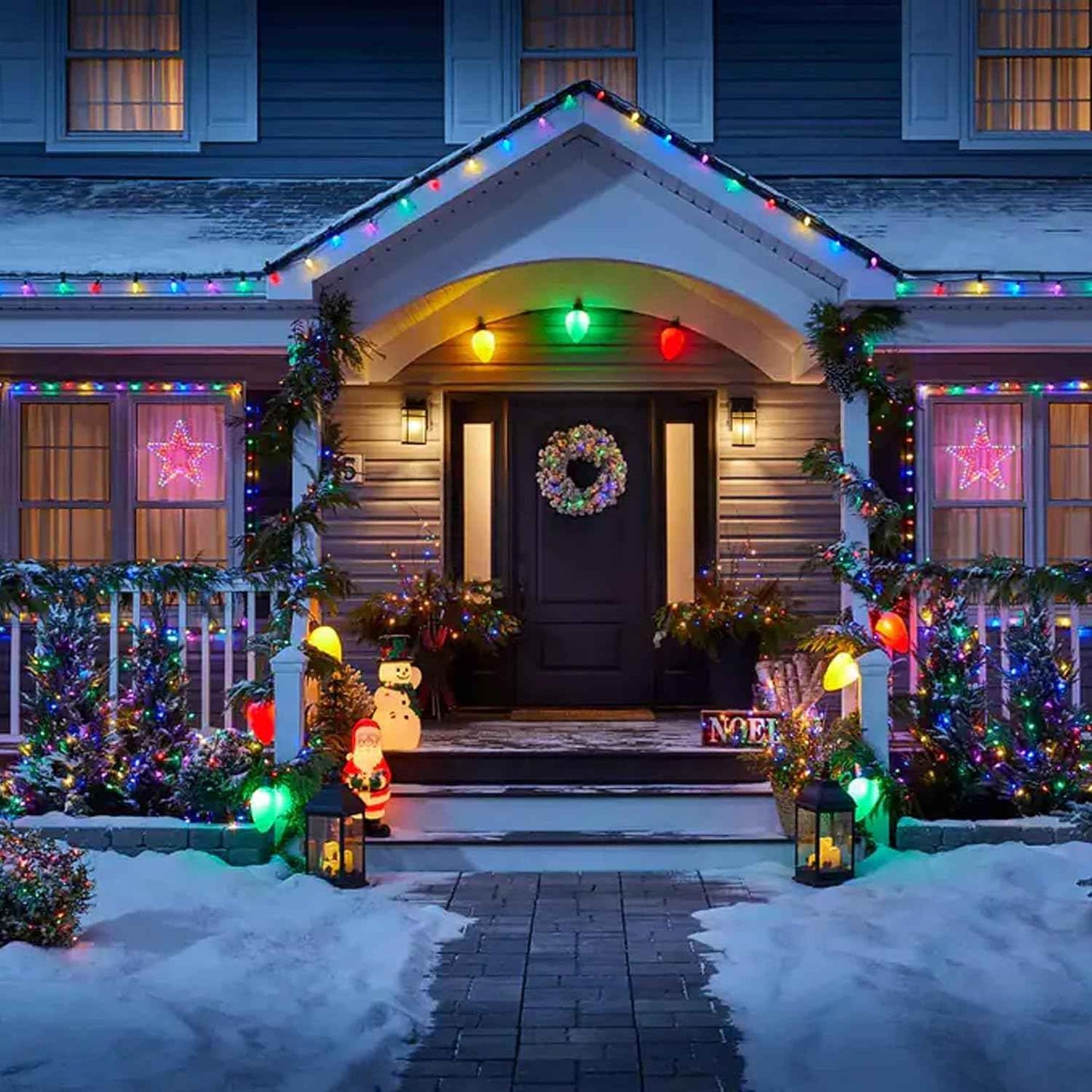 Dazzle Bright C9 Connectable Lights – Roofline & Porch Railing Curb Appeal, Link Up to 500 ft