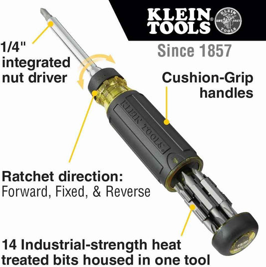 Klein Tools 32305 Ratcheting Screwdriver – Jobsite Productivity Driver for Faster Fastening Runs