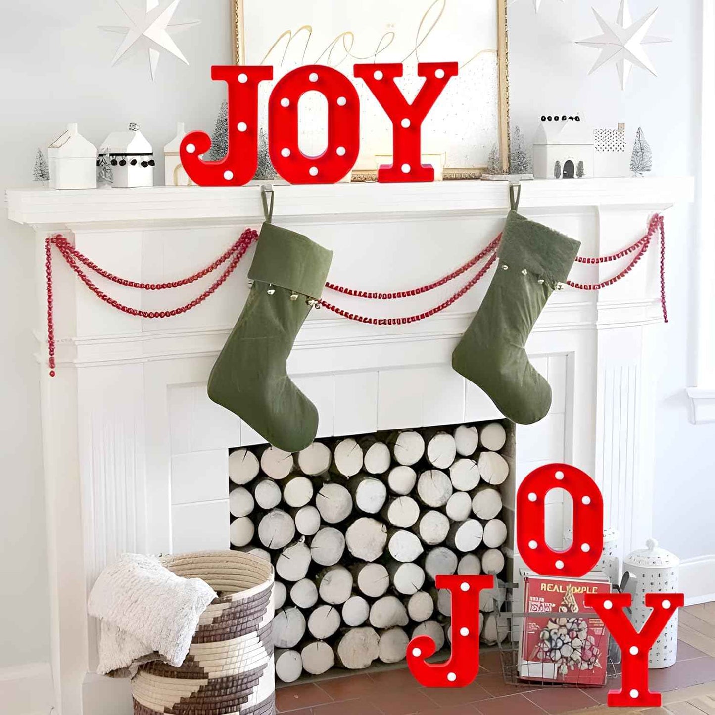 EDYCON Battery Powered LED Letters – Smoke Free and Cool to Touch Alternative to Holiday Candles