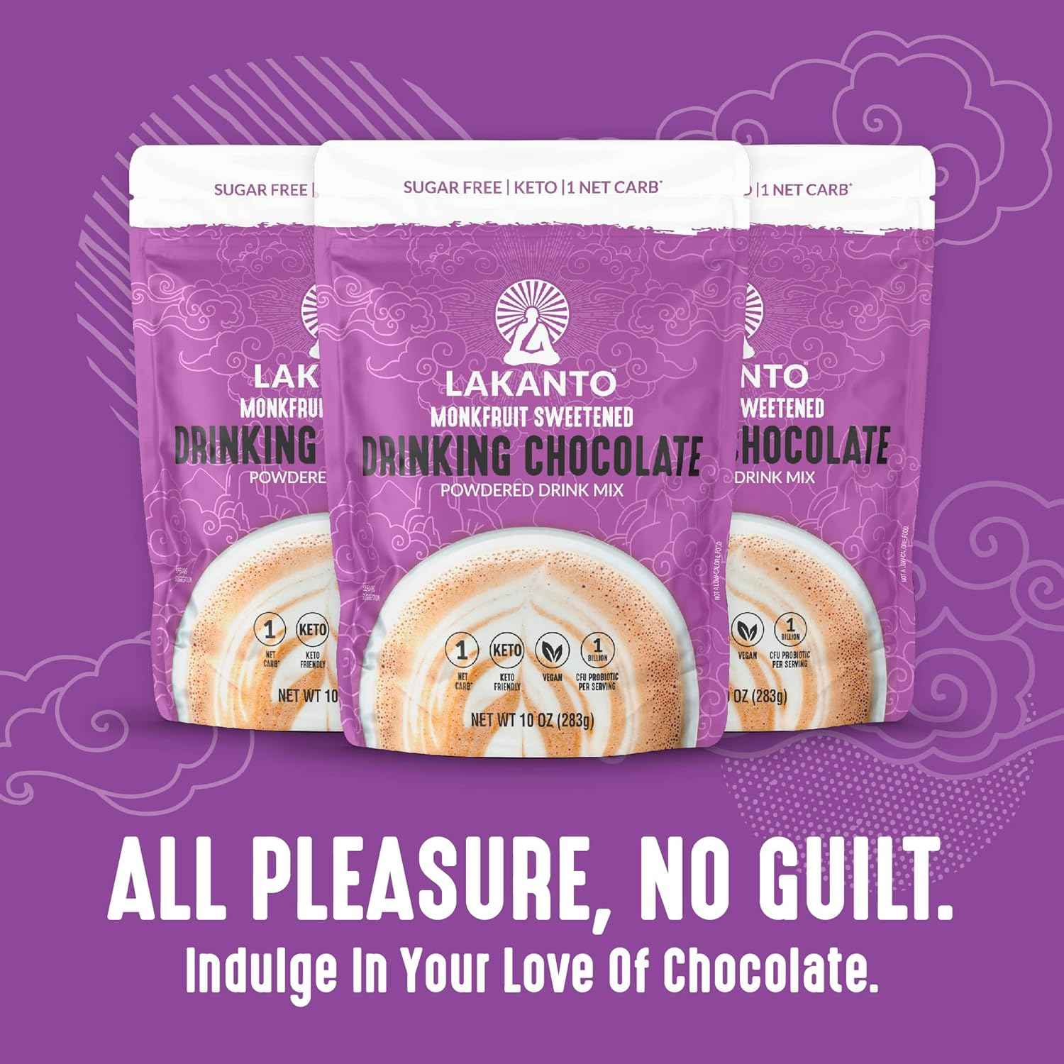Lakanto Sugar Free Drinking Chocolate - Evening Wind-Down Cocoa Mix for Mindful Keto Rituals, Monk Fruit Sweetened, 1g Net Carb