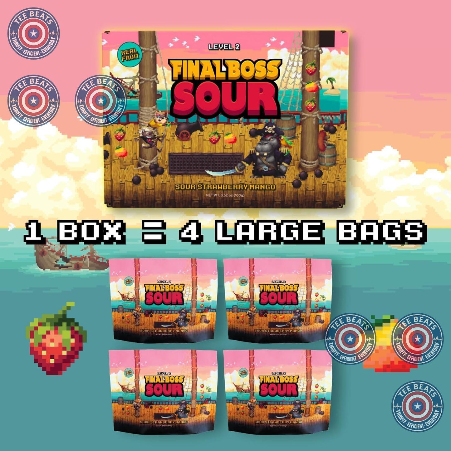 Final_Boss_Sour_Candy,_Extremely_Super_Gummy_Strawberry_and_Mango,_LvL_2_(3.52_Ounce_Bag,_1_Bag)_-_Gummies_Made_with_Dried_Fruit,_Free_of_Artificial_Colors,_Healthy_Snack_for_Kids_&_Adults