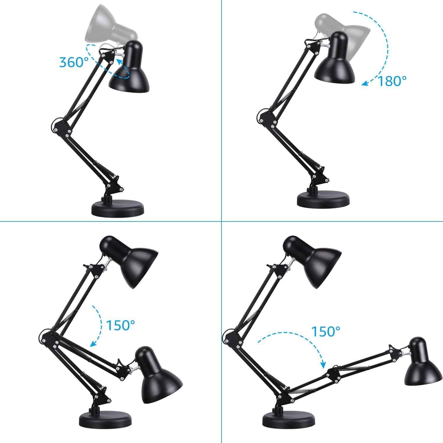 TORCHSTAR Metal Desk Lamp with Clamp – Simple Swing Arm Light for Uncluttered Workstations and Small Spaces