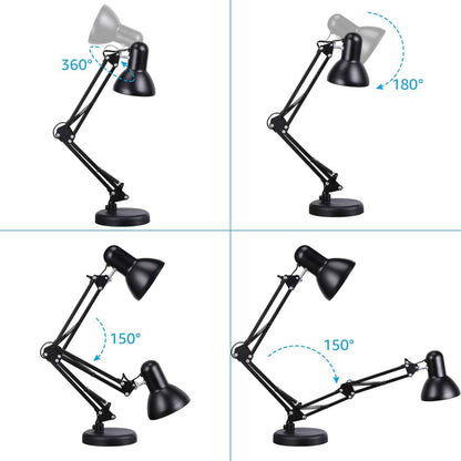 TORCHSTAR Metal Desk Lamp with Clamp – Simple Swing Arm Light for Uncluttered Workstations and Small Spaces