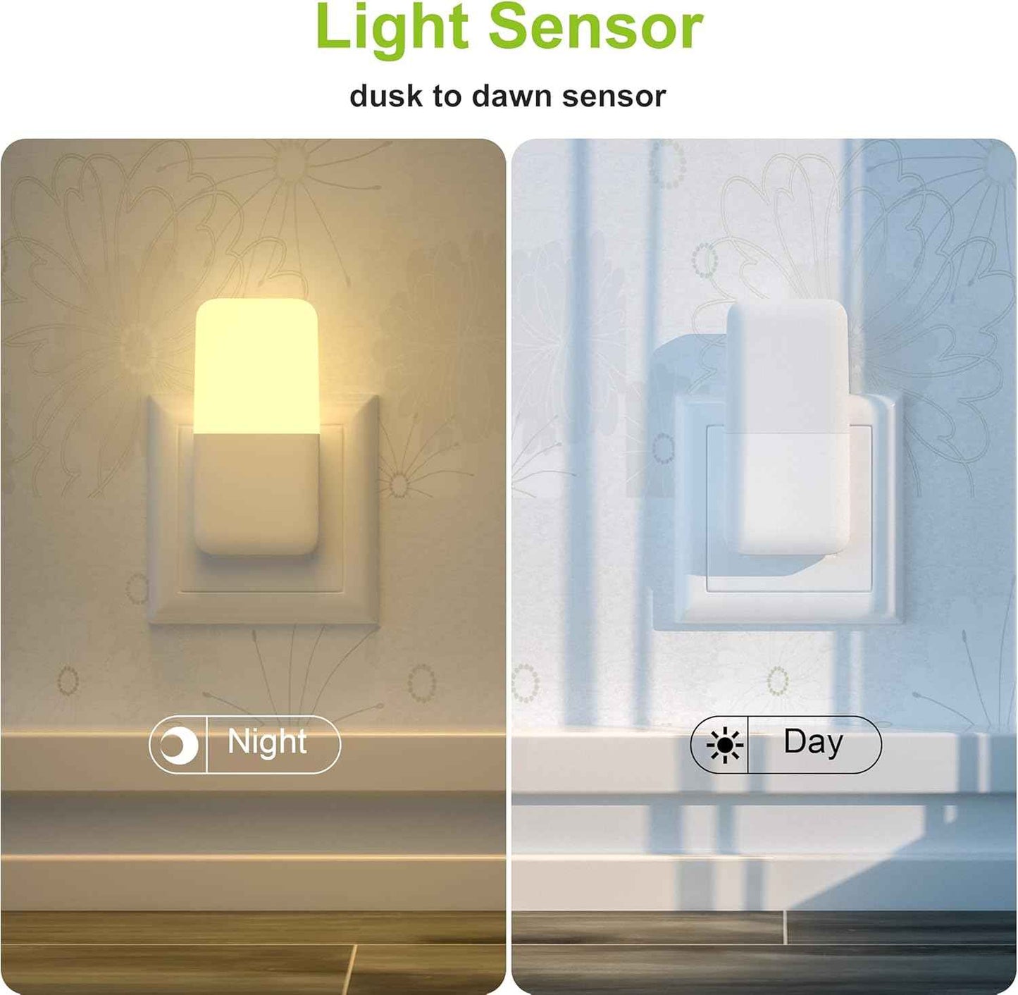 MAZ-TEK Plug in Night Light for Nursery, Warm White LED with Dusk to Dawn Sensor 6 Pack