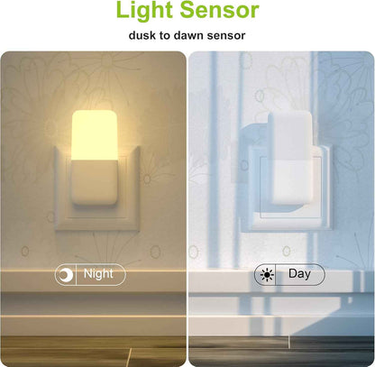 MAZ-TEK Plug in Night Light for Nursery, Warm White LED with Dusk to Dawn Sensor 6 Pack
